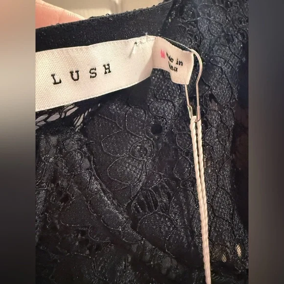 Lush Black Lace Corset Top Long Sleeve Bustier NWT Size M - Picture 5 of 8